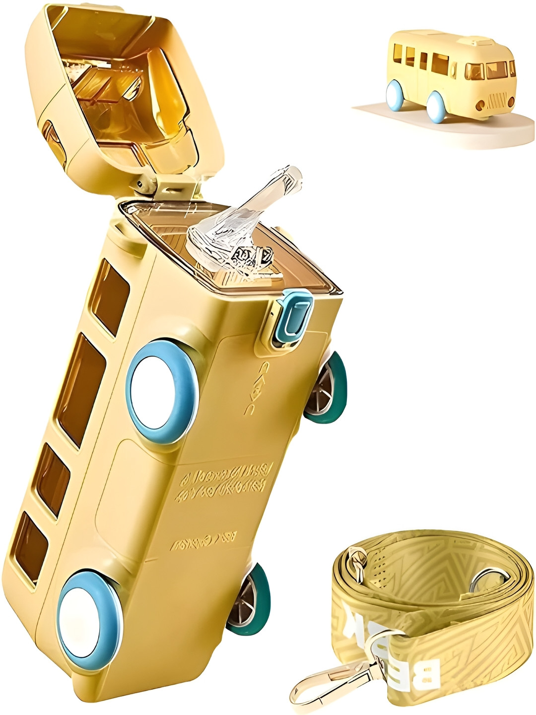 

PROKART Kids Yellow & Blue Bus Water Bottle With Strap 500 ml