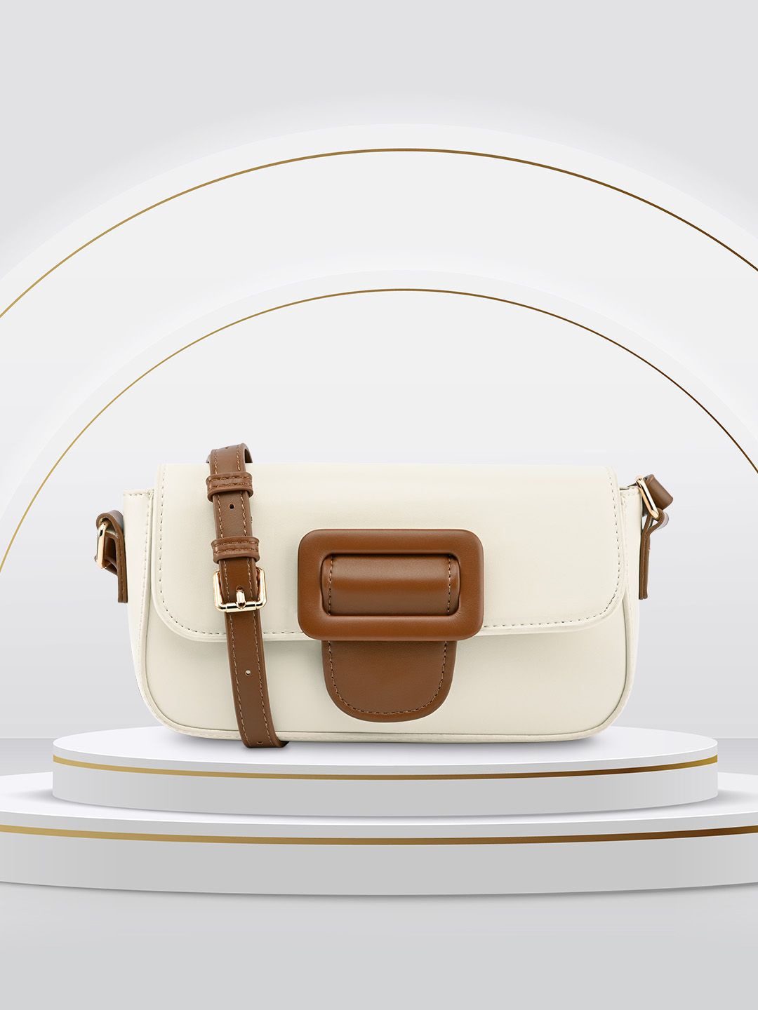 

Fastrack Women Colourblocked Structured Sling Bag, White