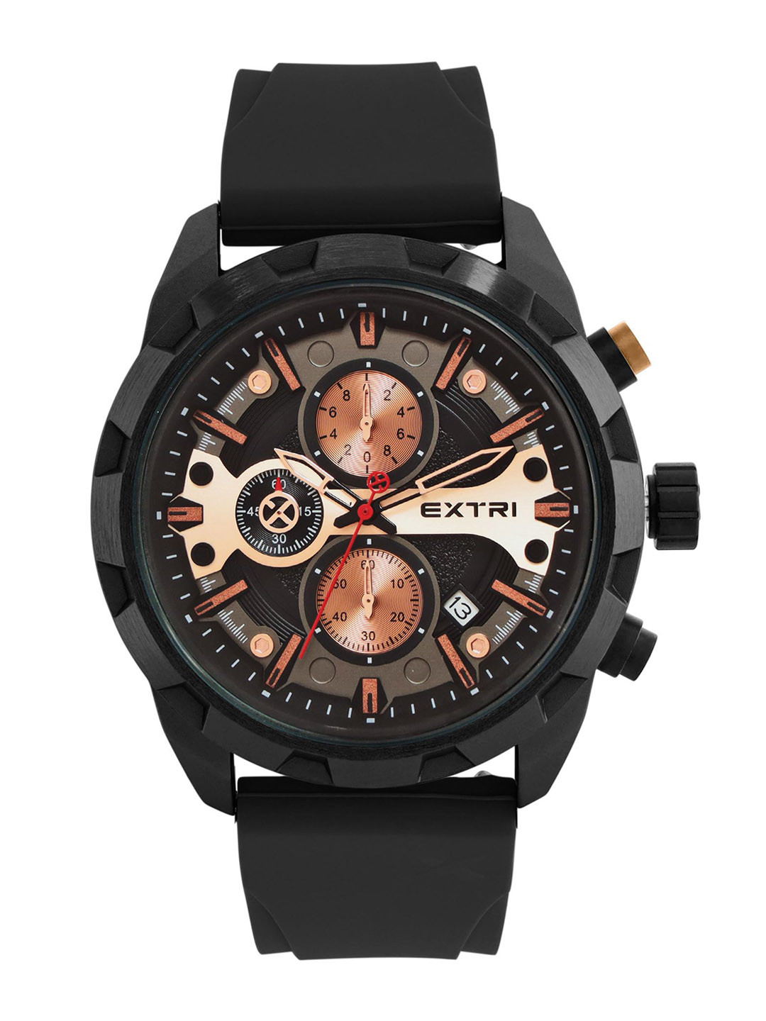 

EXTRI Men Chronograph Analogue Watch X6077-H, Black