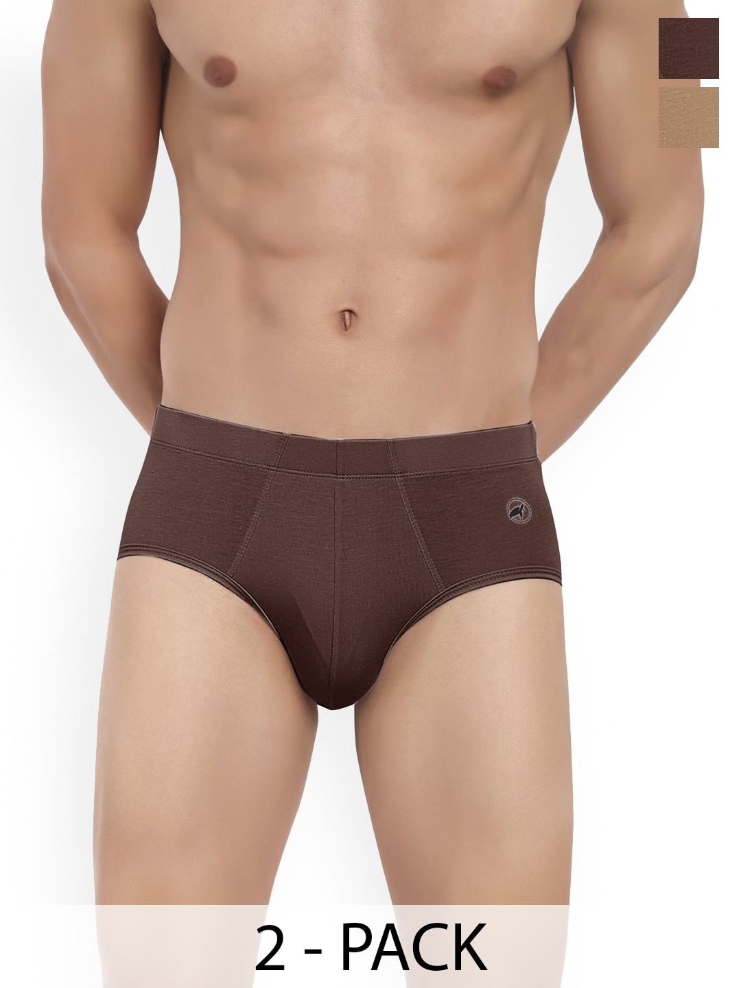 

LOGGERHEAD Pack Of 2 Cotton Hipster Briefs LHIB012-Beige-Brown