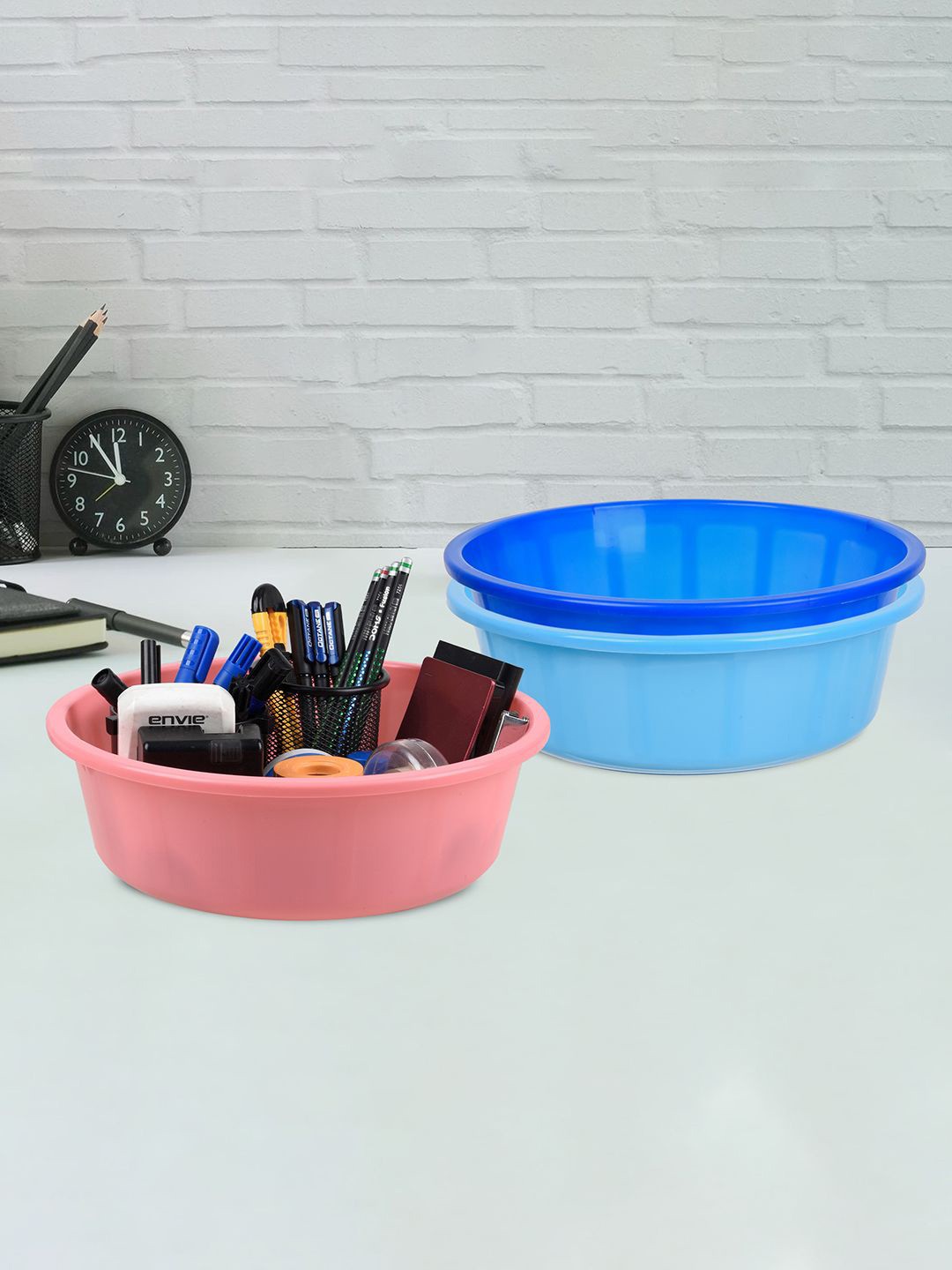 

Kuber Industries Blue & Pink 3 Pieces Multi-Utility Organisers