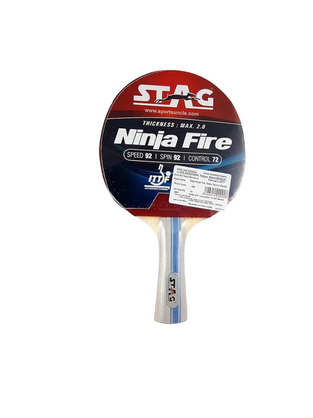 

STAG GLOBAL Wooden Table Tennis Bat, Red