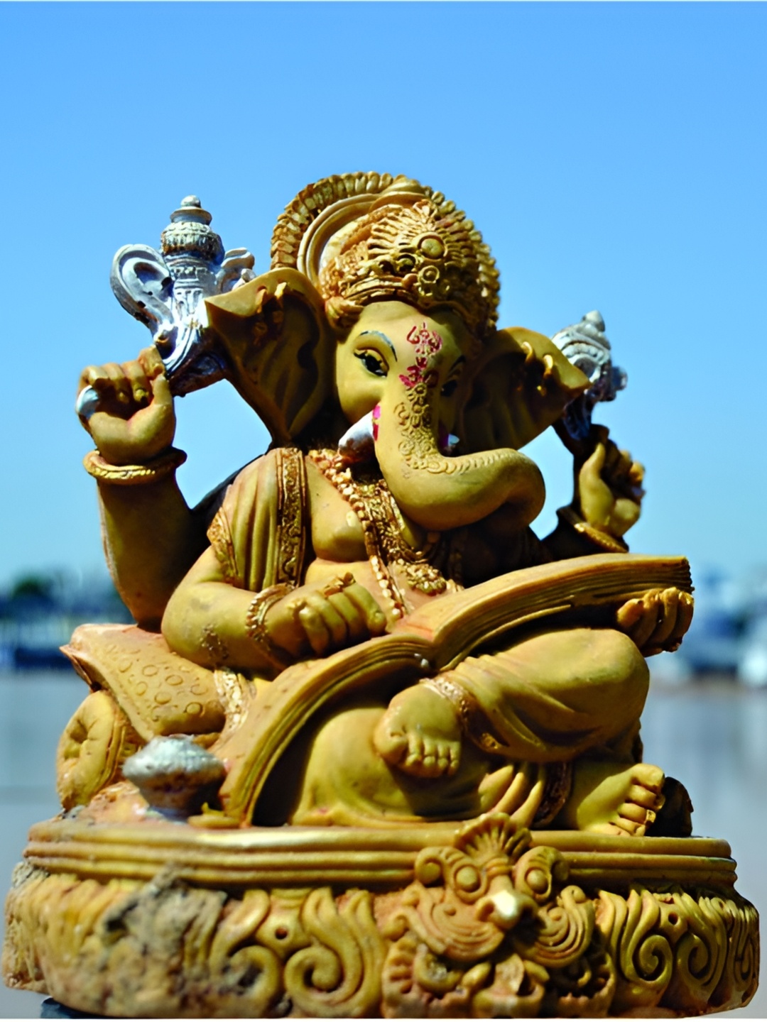 

Inephos Blue & Khaki 1 Piece Lord Ganesha Religious Canvas Wall Art