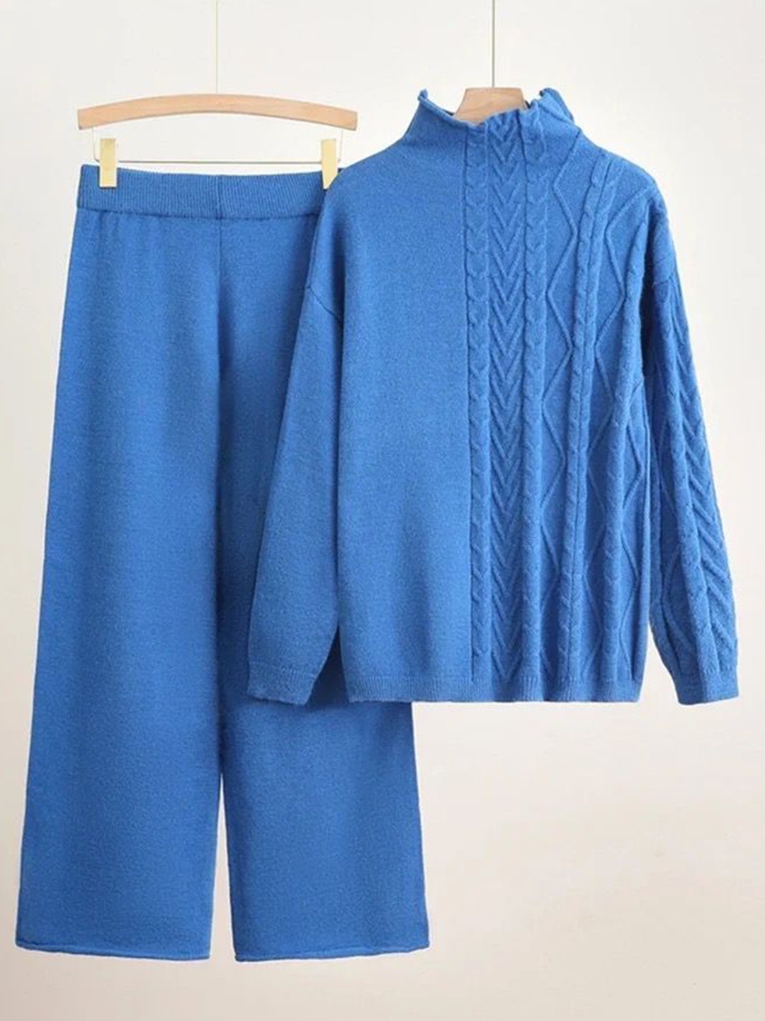 

Alamode By Akanksha Blue Kinsley Luxe Winter Pure Wool Co-Ord Set - Tracksuit