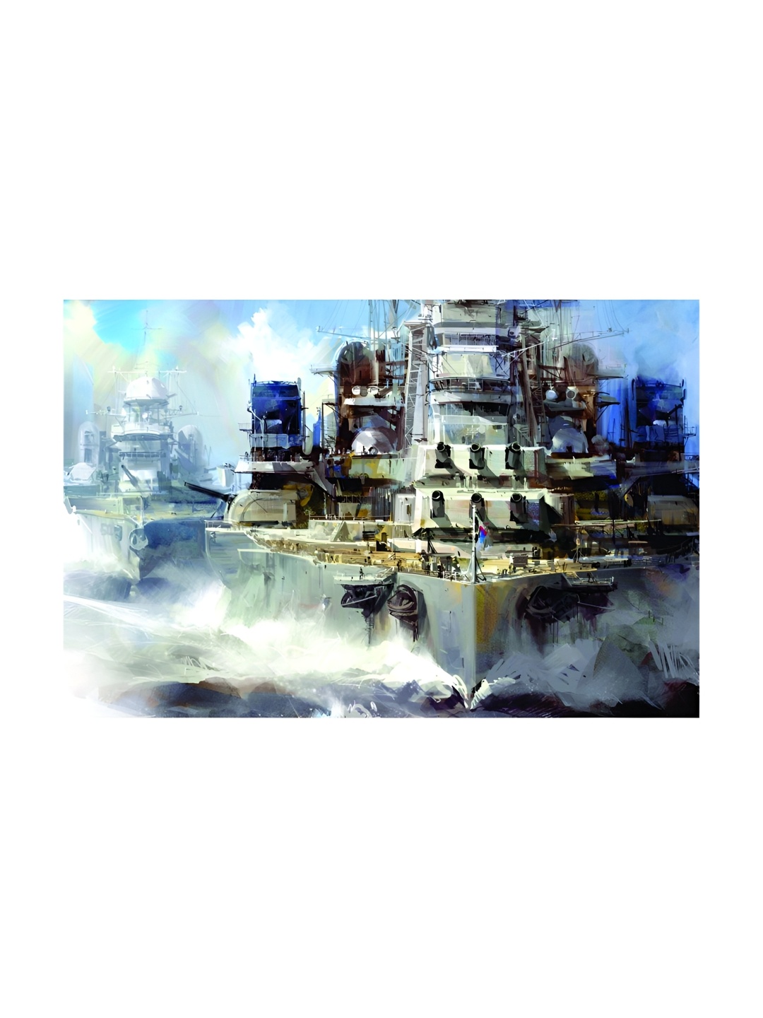 

Inephos Grey & Blue 1 Piece Ship In Ocean Abstract Canvas Wall Art