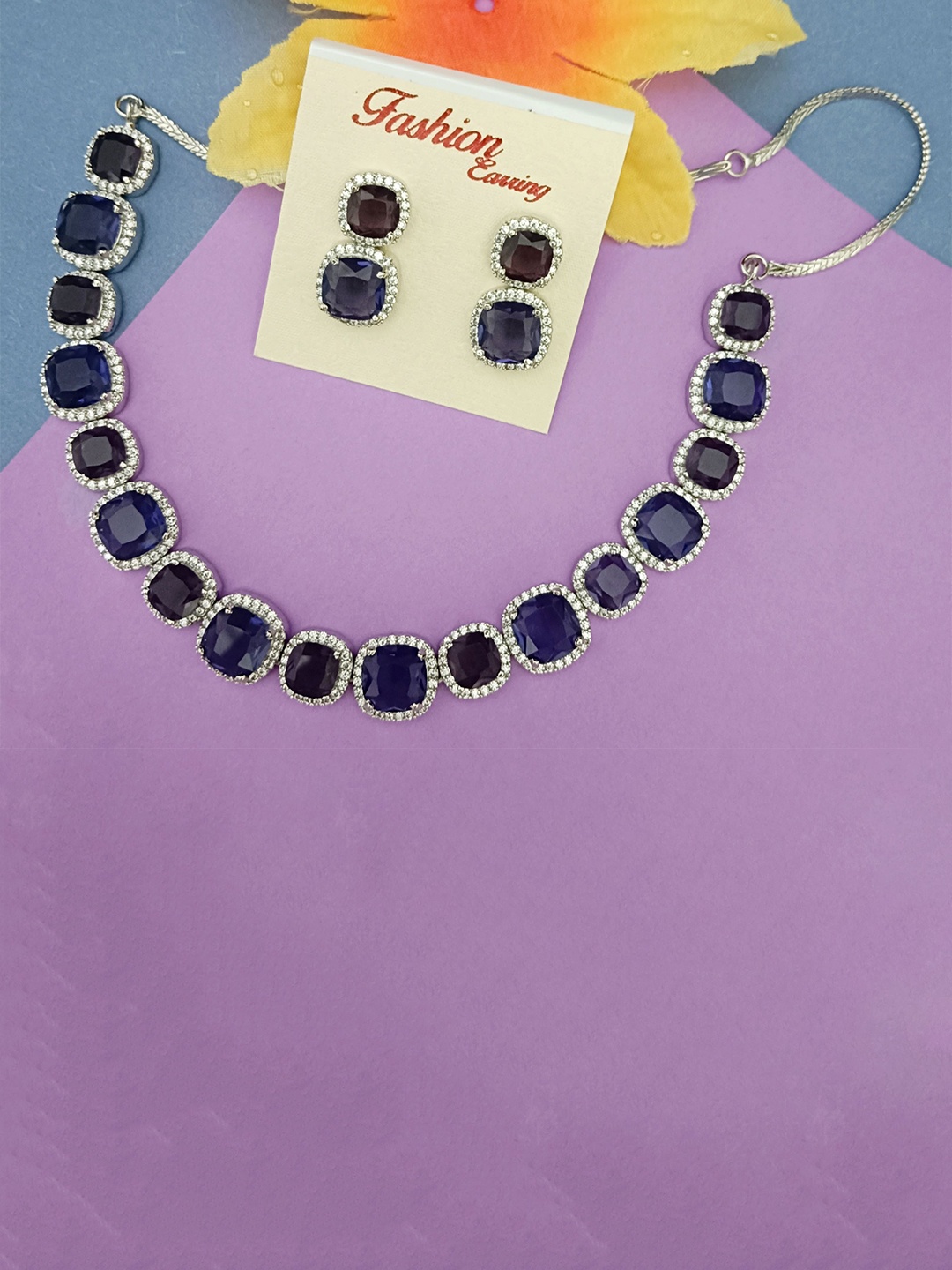 

EVY Silver-Plated Cubic Zirconia Stone Studded Jewellery Set
