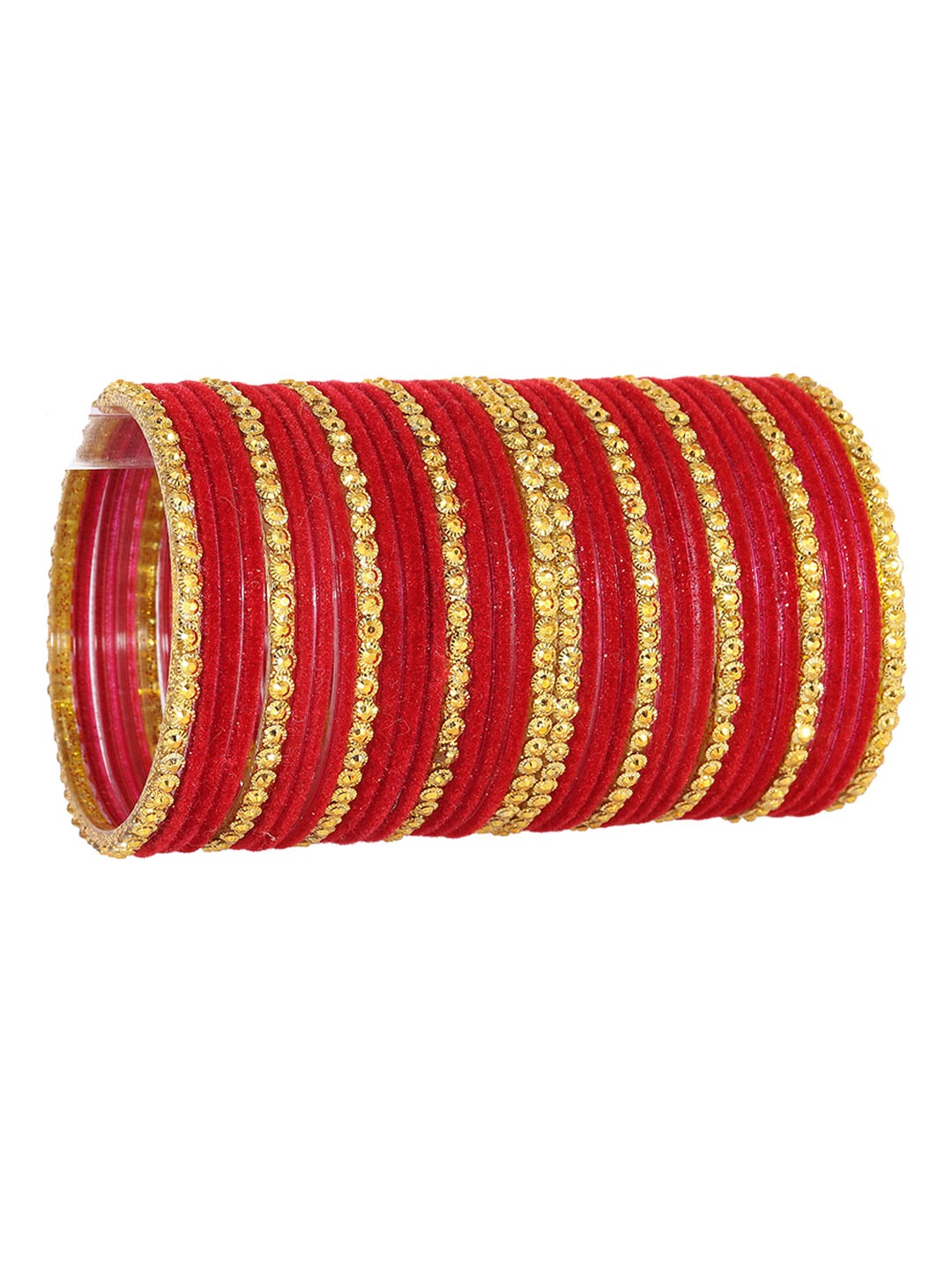

ZULKA Set Of 34 Beaded Bangles, Red