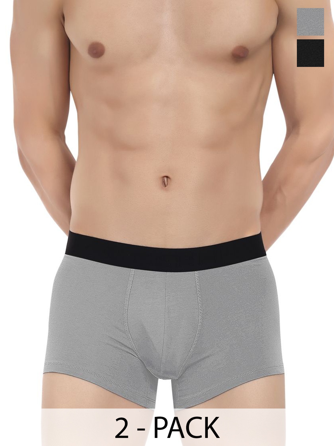 

LOGGERHEAD Pack Of 2 Cotton Long Trunks LHFT004-Black-Grey