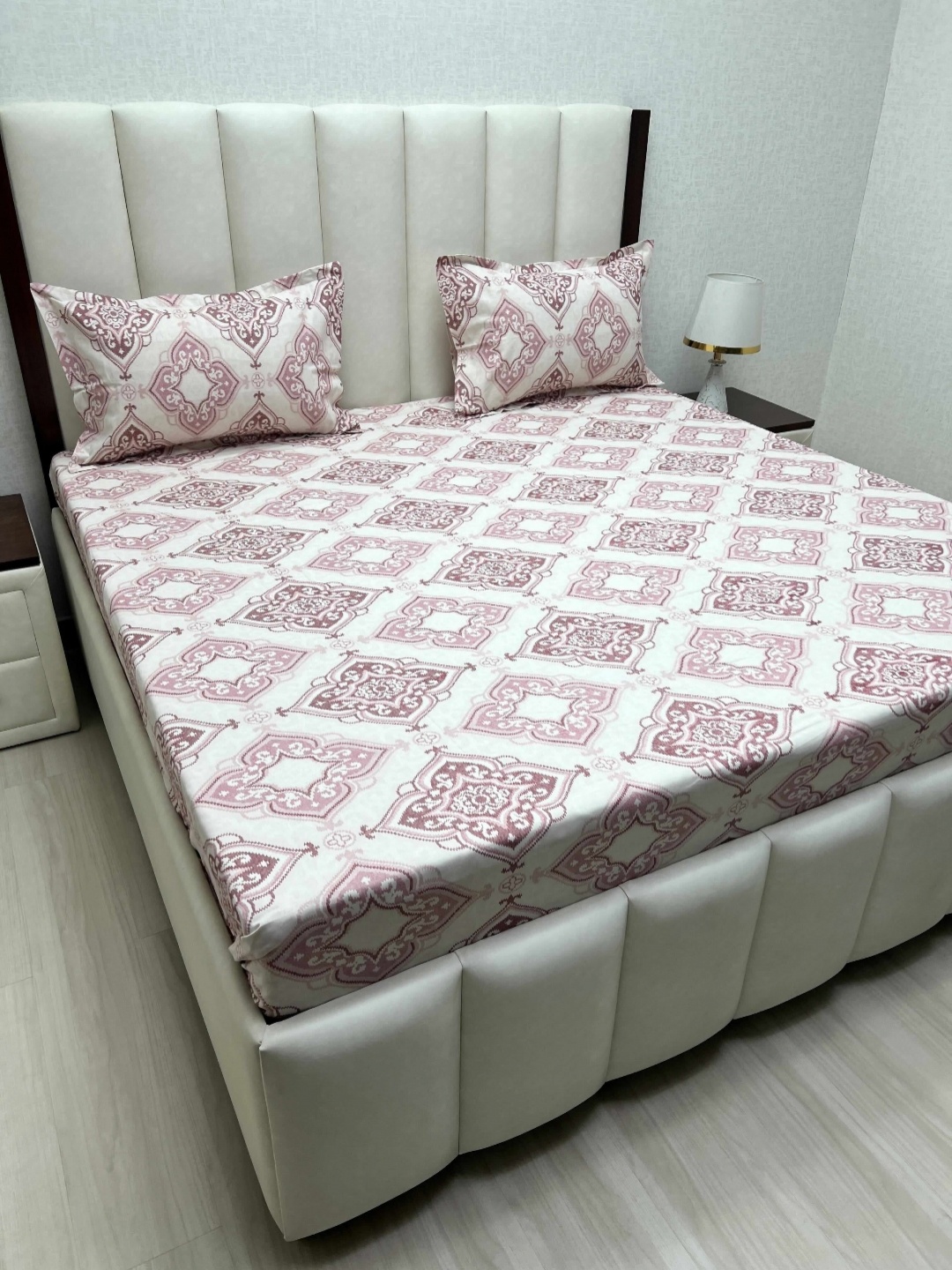 

Pure Decor Passion Pink Printed Pure Cotton 230 TC Queen Bedsheet Set 2.28m x 2.54m