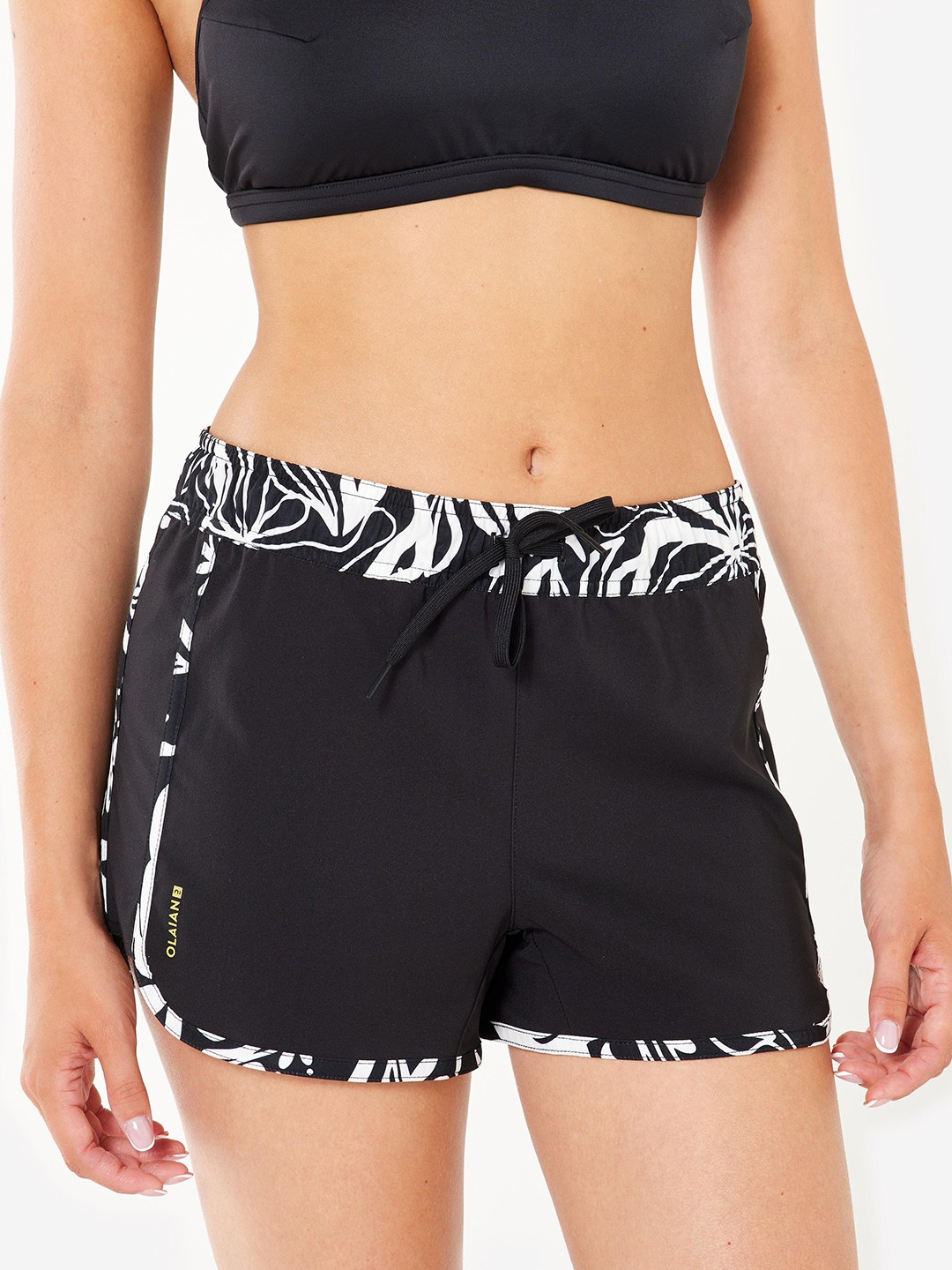 

OLAIAN By Decathlon Women Printed Swim Shorts, Black