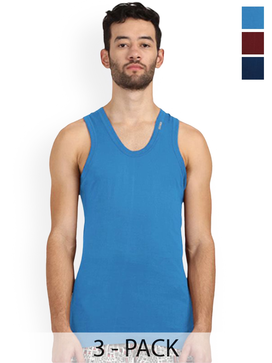 

Rupa Pack Of 3 Assorted Pure Cotton Innerwear Vests - Frontline-Color-Asst-RN-3-85