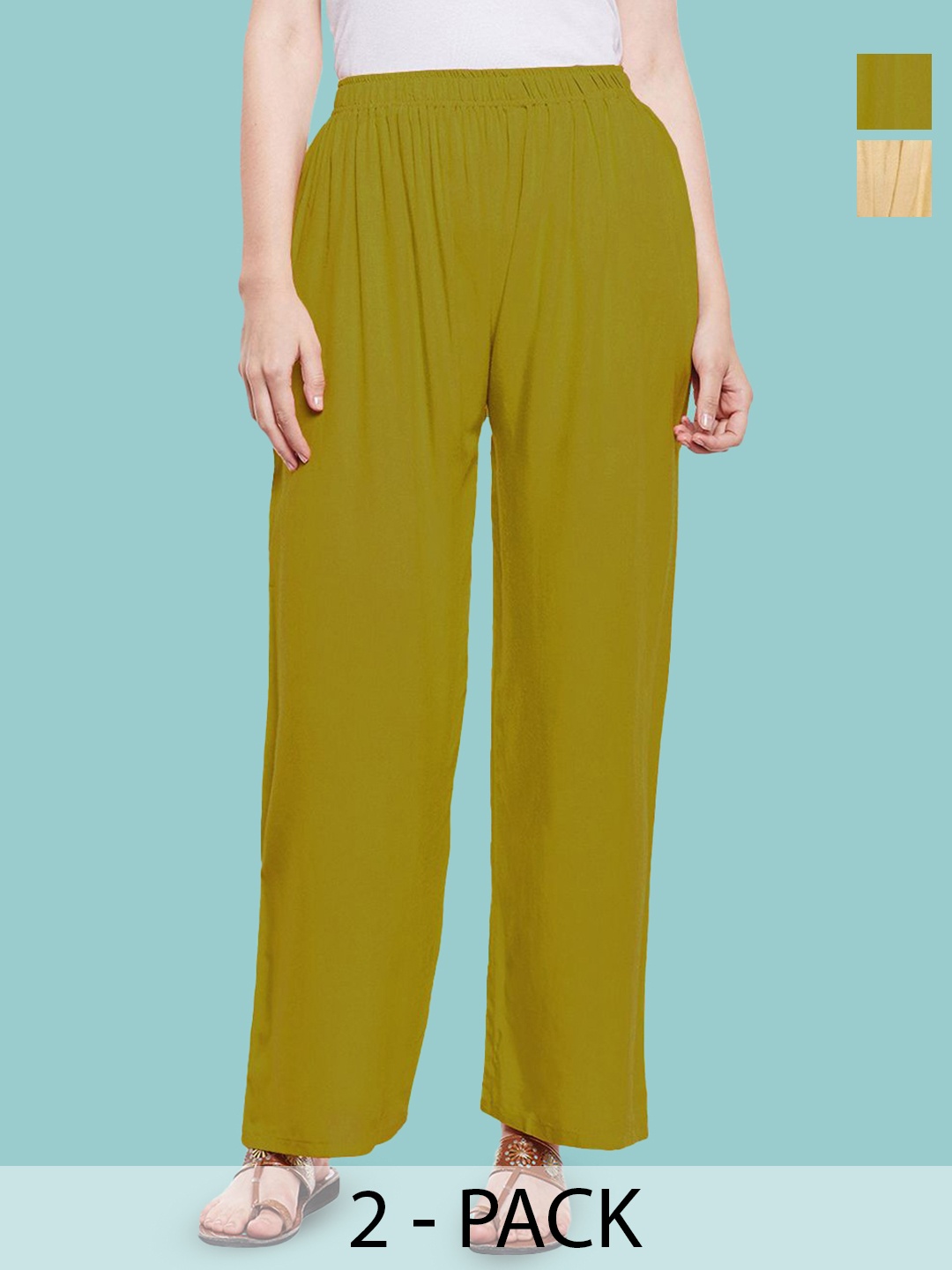 

Castle Lifestyle Women 2 Ethnic Palazzos, Lime green