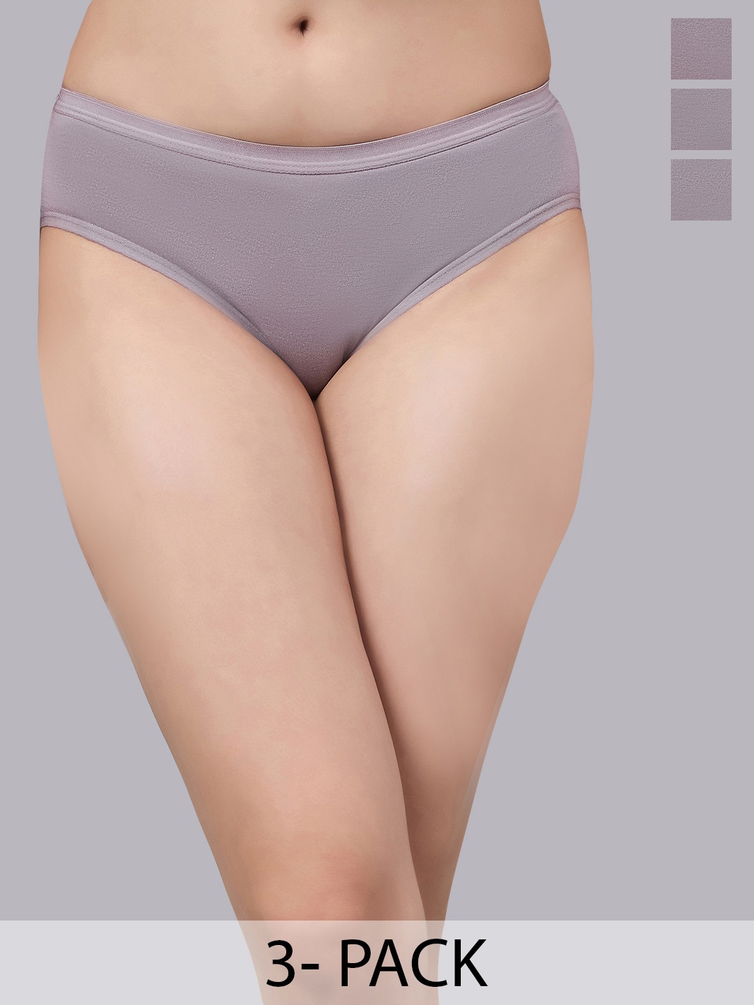 

SIMOH Women Pack Of 3 Mid-Rise Basic Briefs, Grey