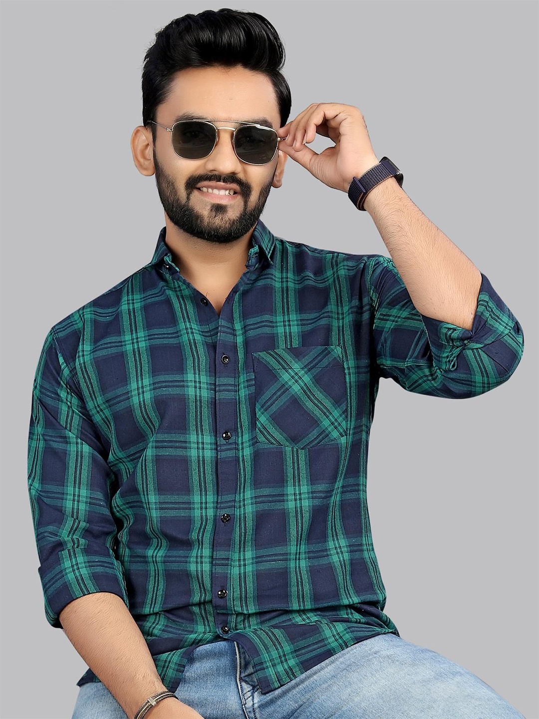 

Moda Rapido Men Classic Fit Spread Collar Tartan Checked Cotton Casual Shirt, Multi