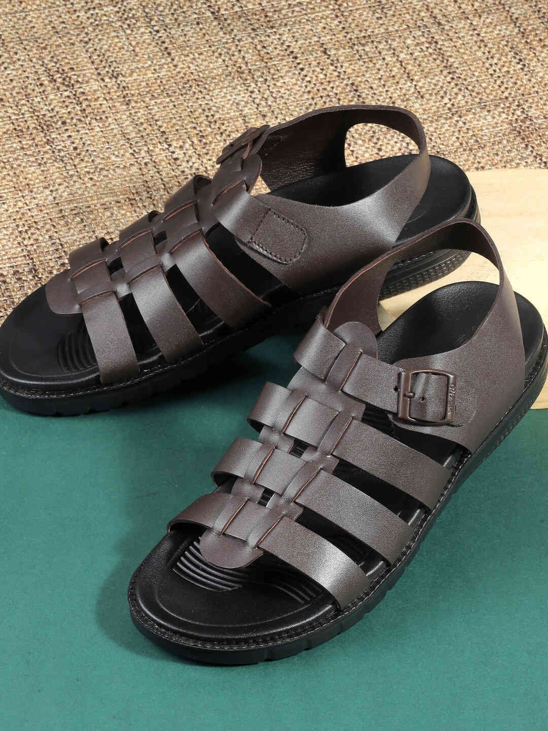 

Metro Men Leather Shoe-Style Sandals, Brown