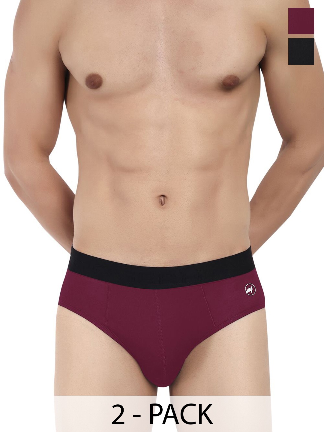 

LOGGERHEAD Pack Of 2 Cotton Hipster Briefs LHMB002-Maroon-Black