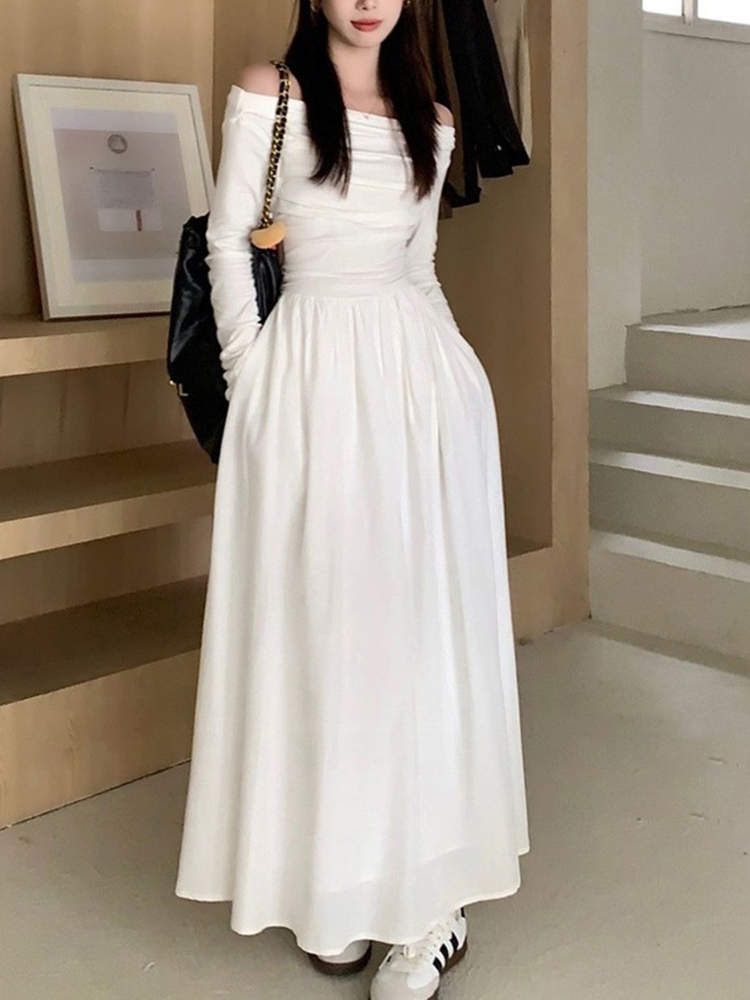 

Mast & Harbour Women Fit and Flare Maxi Dress, White