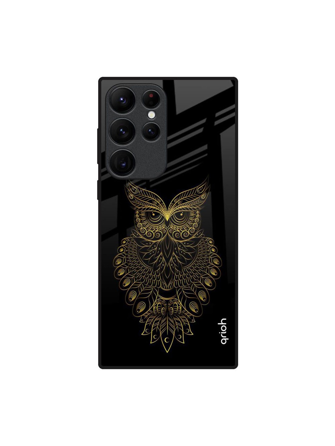 

QRIOH Golden Owl Printed Samsung Galaxy S22 Ultra Back Case, Black