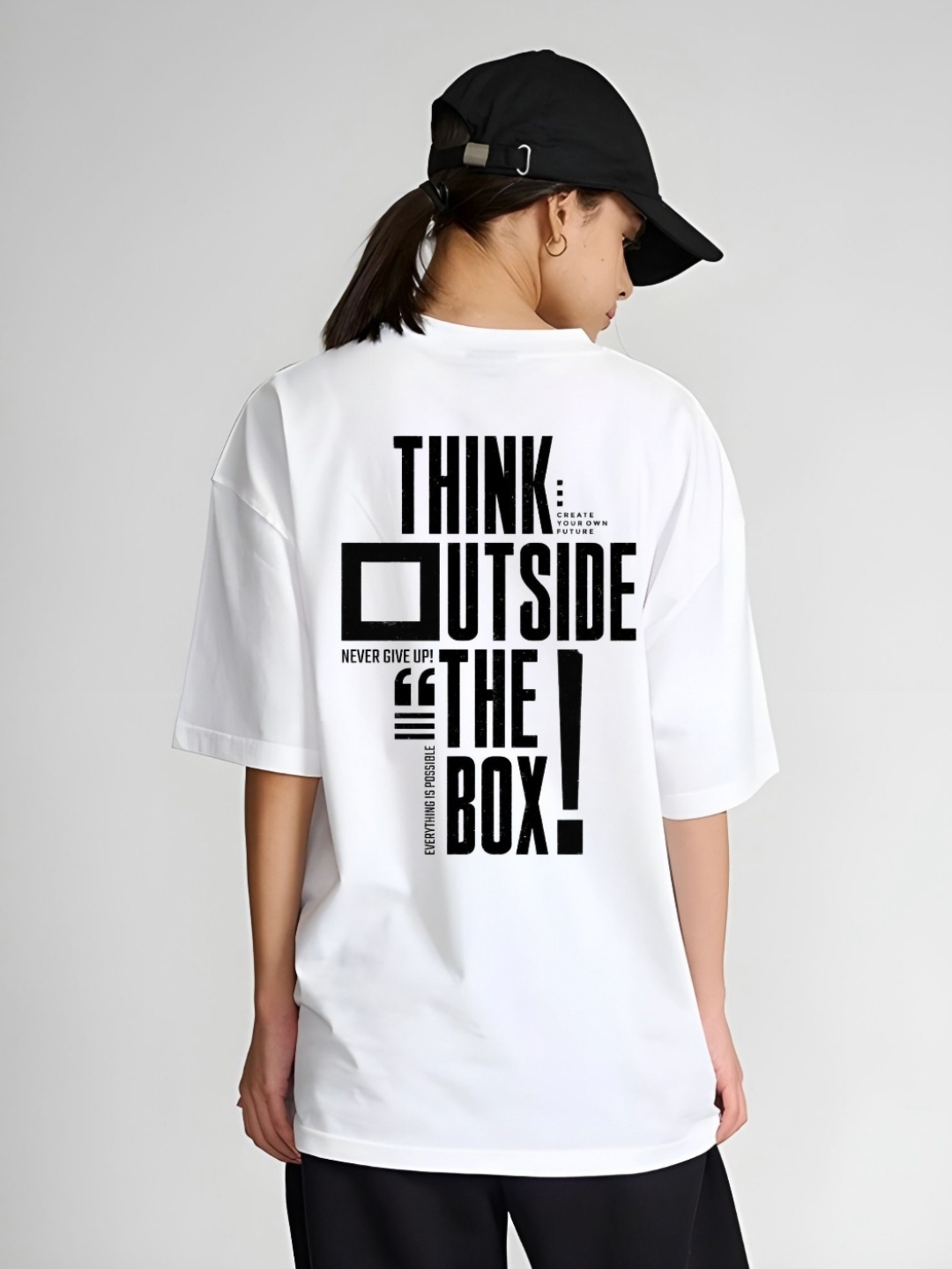 

Moda Rapido Women Typography Printed Round Neck Cotton Oversized T-shirt, White