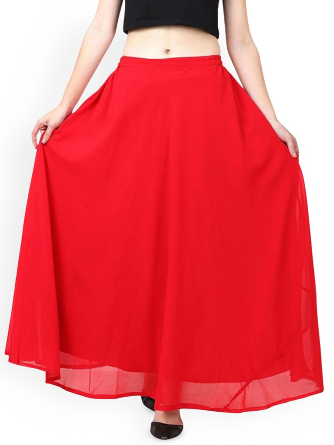 

Warsian Flared Maxi Skirt, Red