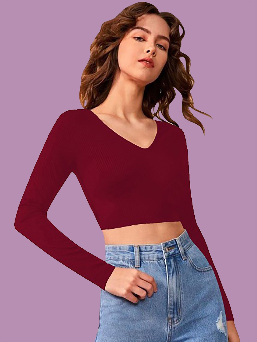 

Dream Beauty Fashion Women Fitted Crop Top, Maroon