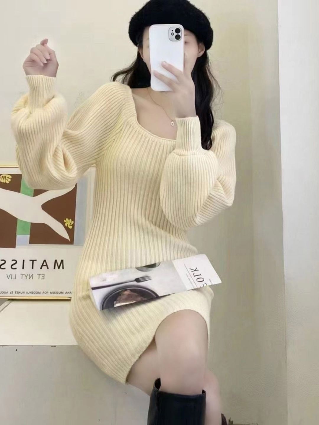 

DressBerry Women Striped Jumper Dress, Cream