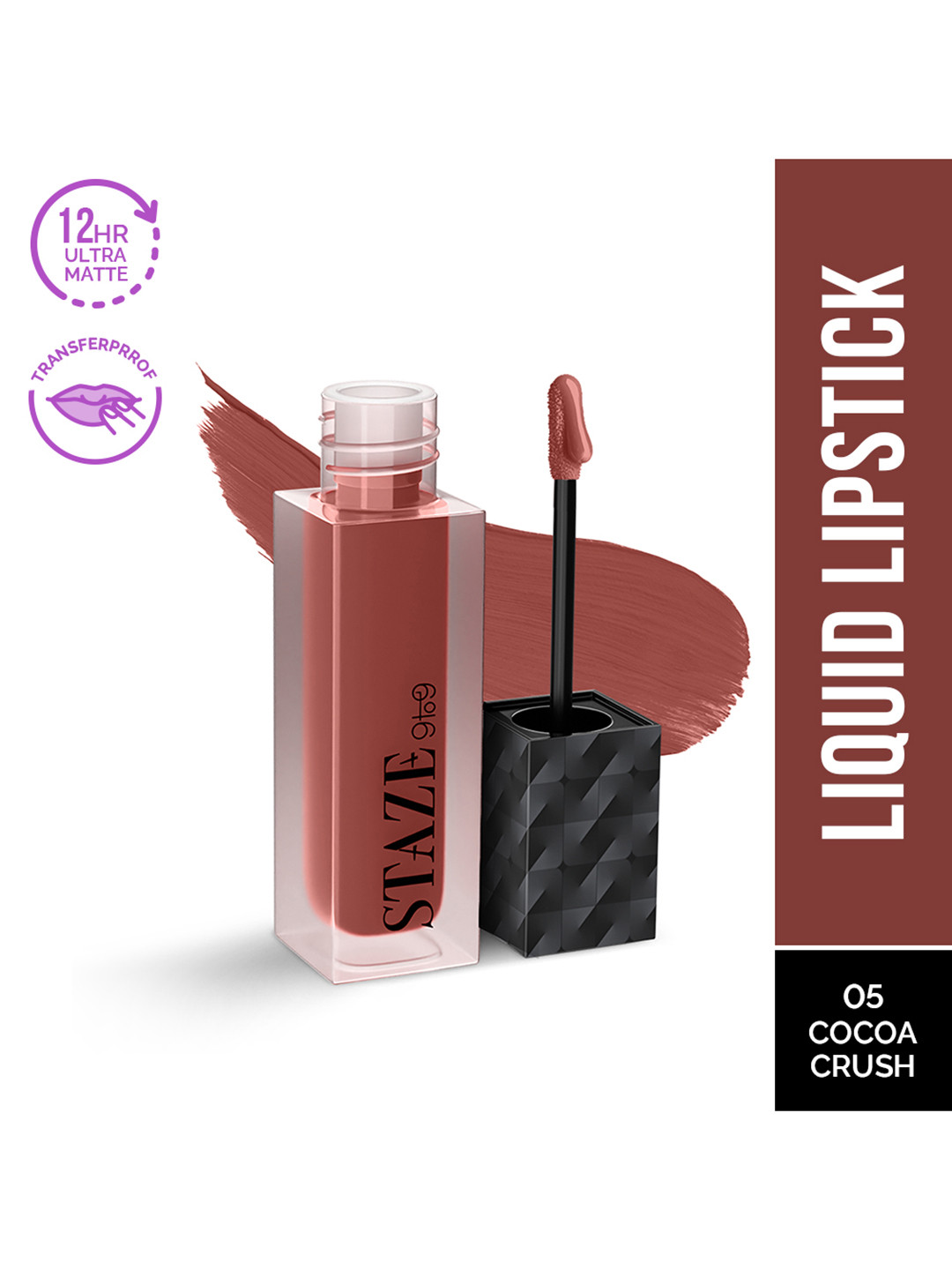 

STAZE 9to9 Lips Don't Lie Matte Transferproof Liquid Lipstick 4 ml - Cocoa Crush 05, Brown