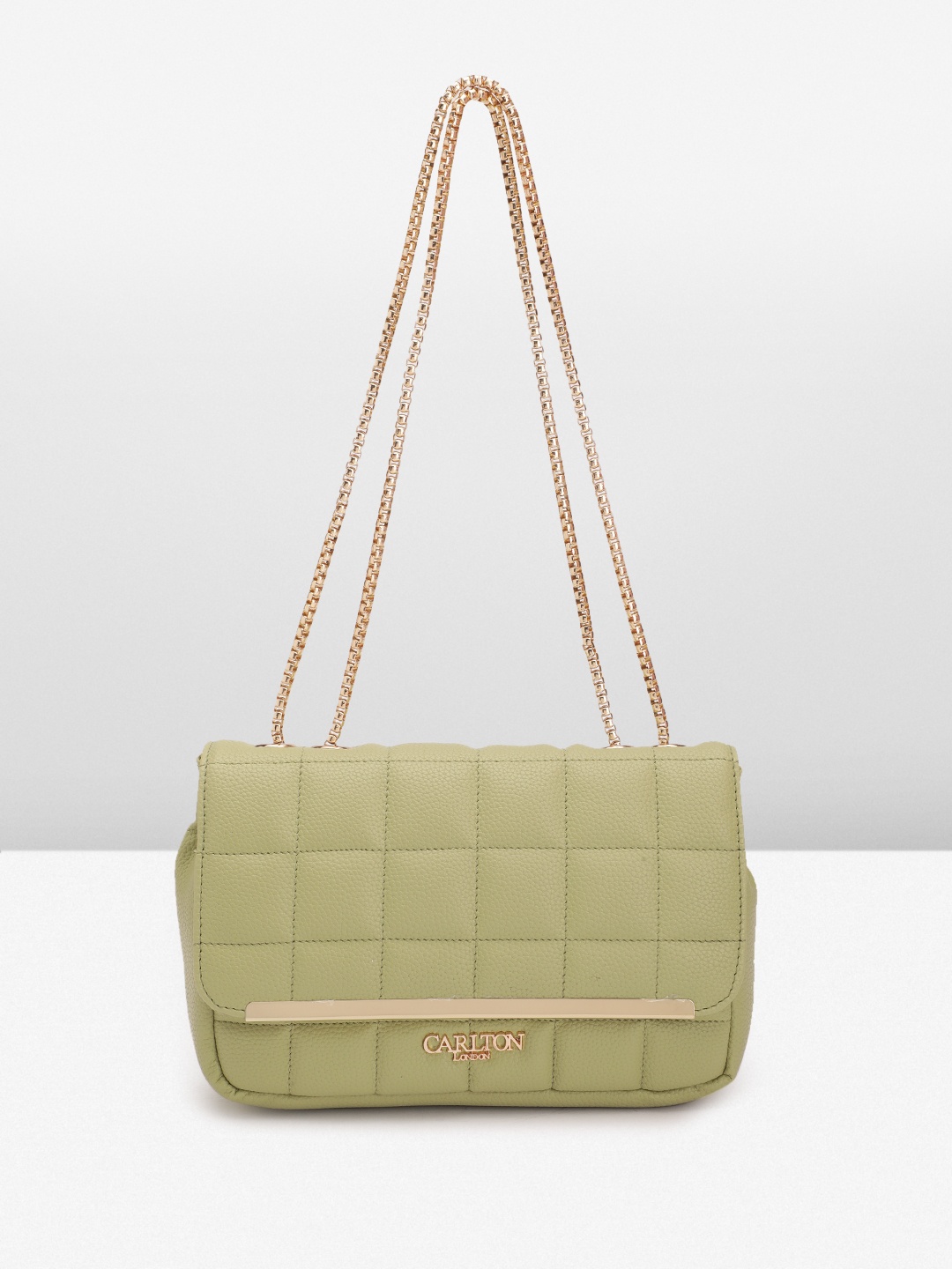 

Carlton London Textured Structured Sling Bag with Quilted, Green