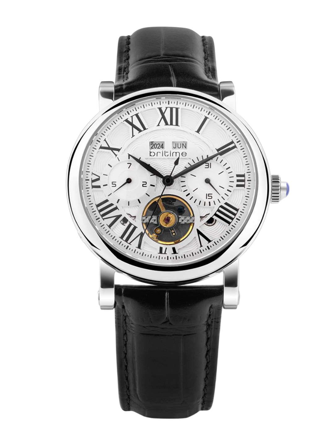 

Britime Men Dial Leather Straps Analogue Watch 323-L10306, Silver