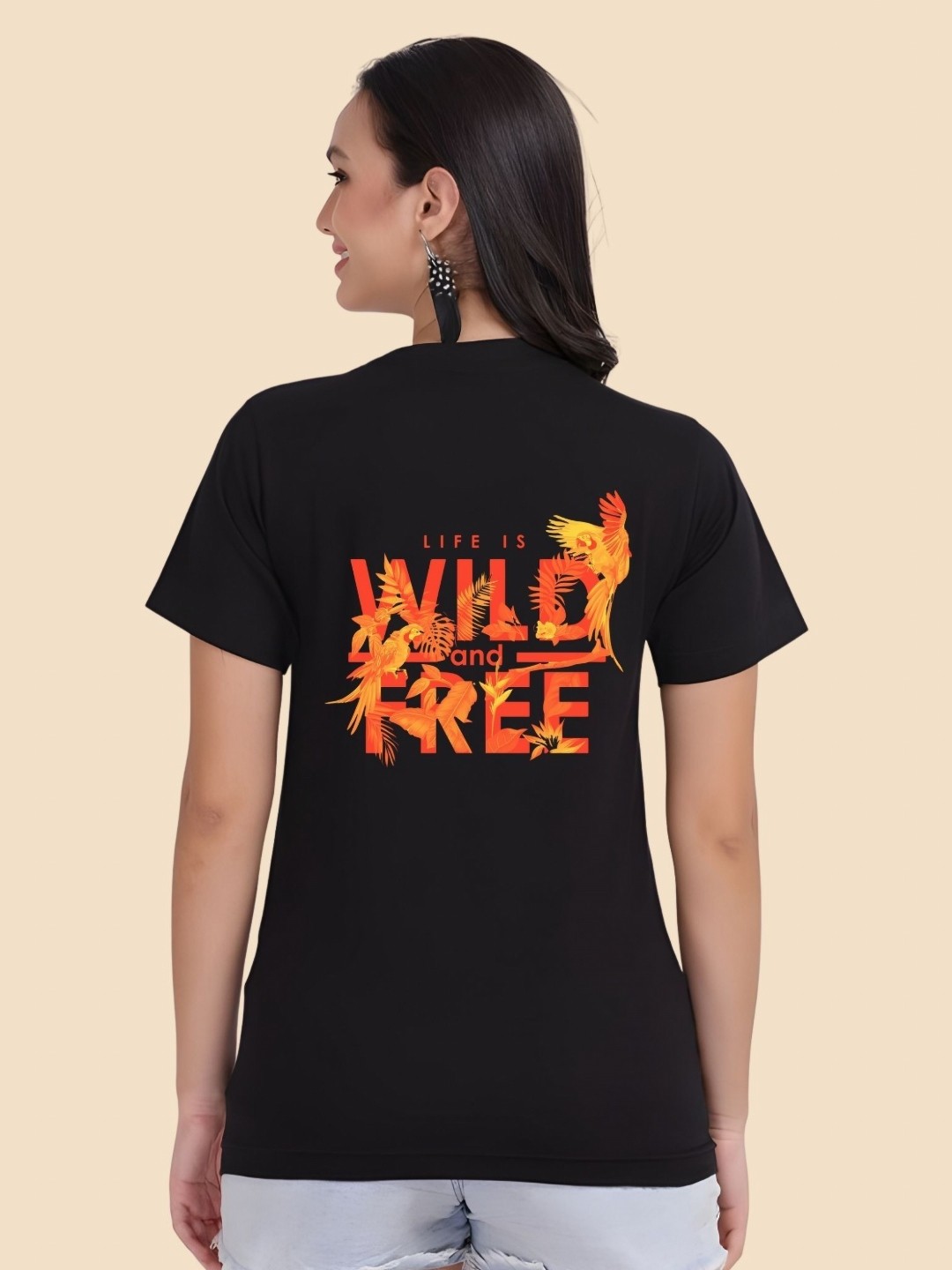 

SZN Women Typography Printed Round Neck Cotton T-shirt, Black