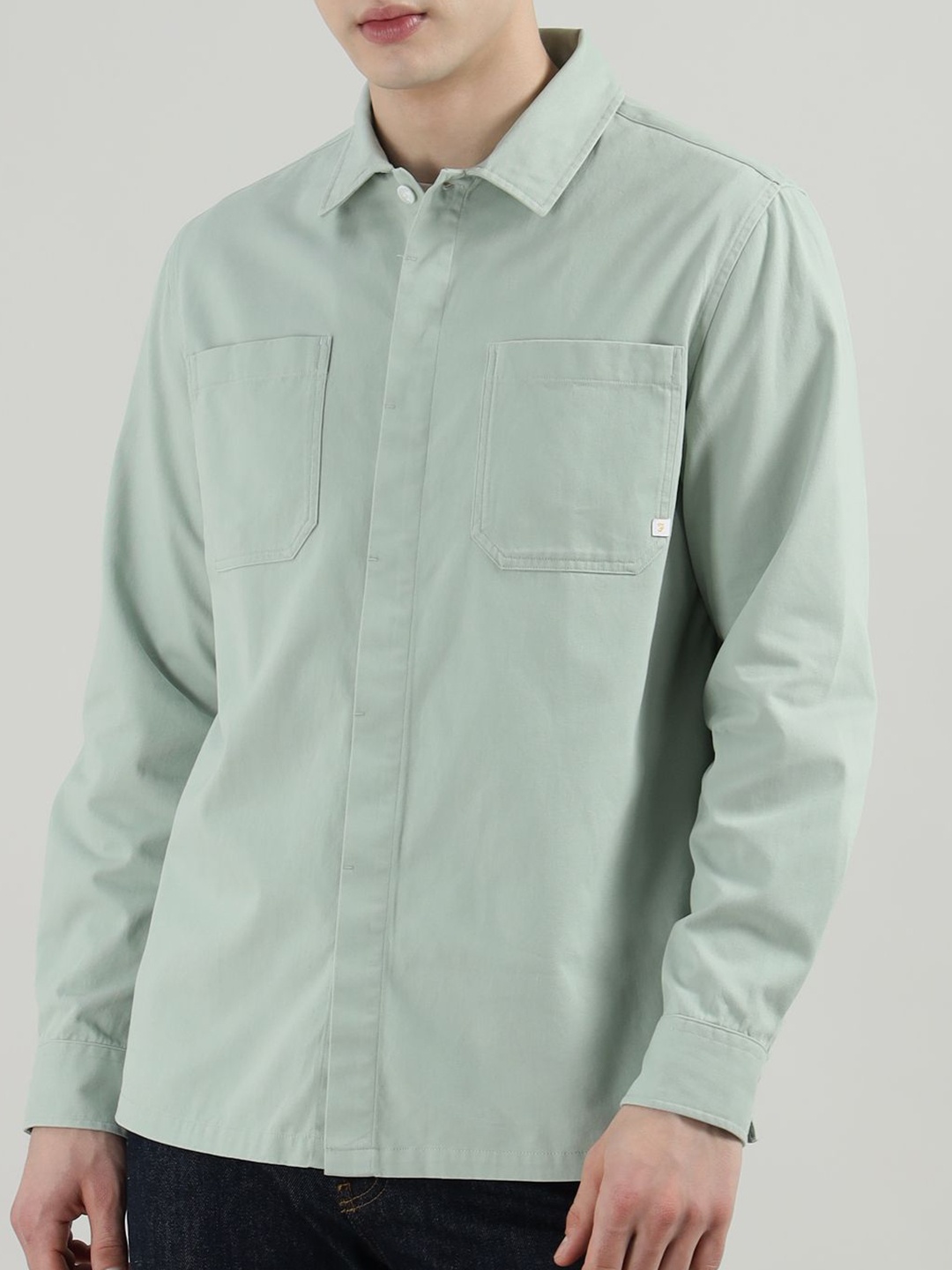 

Farah Men Slim Fit Opaque Casual Shirt, Green