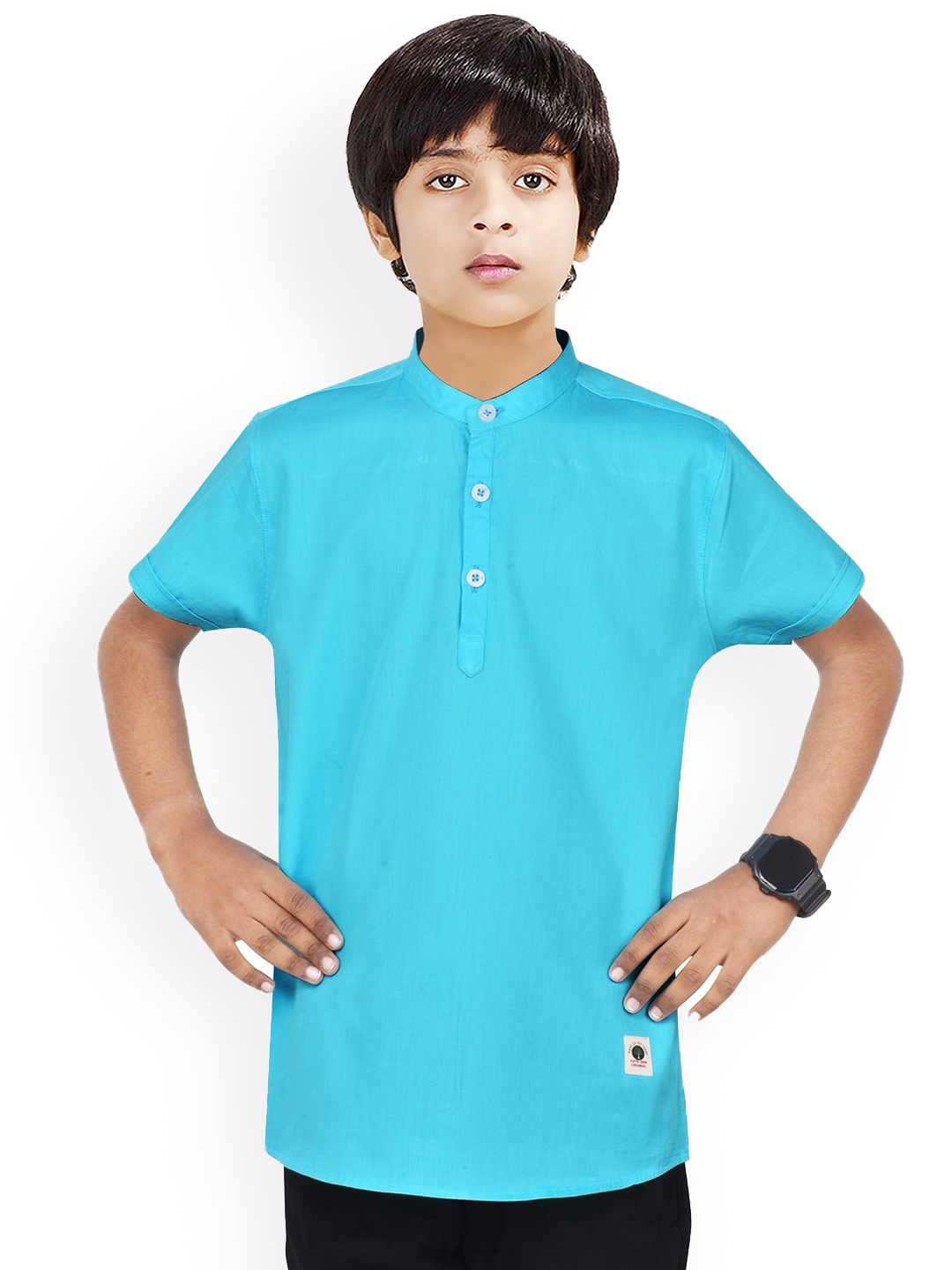 

MADE IN THE SHADE Boys Pure Cotton Straight Kurta, Blue
