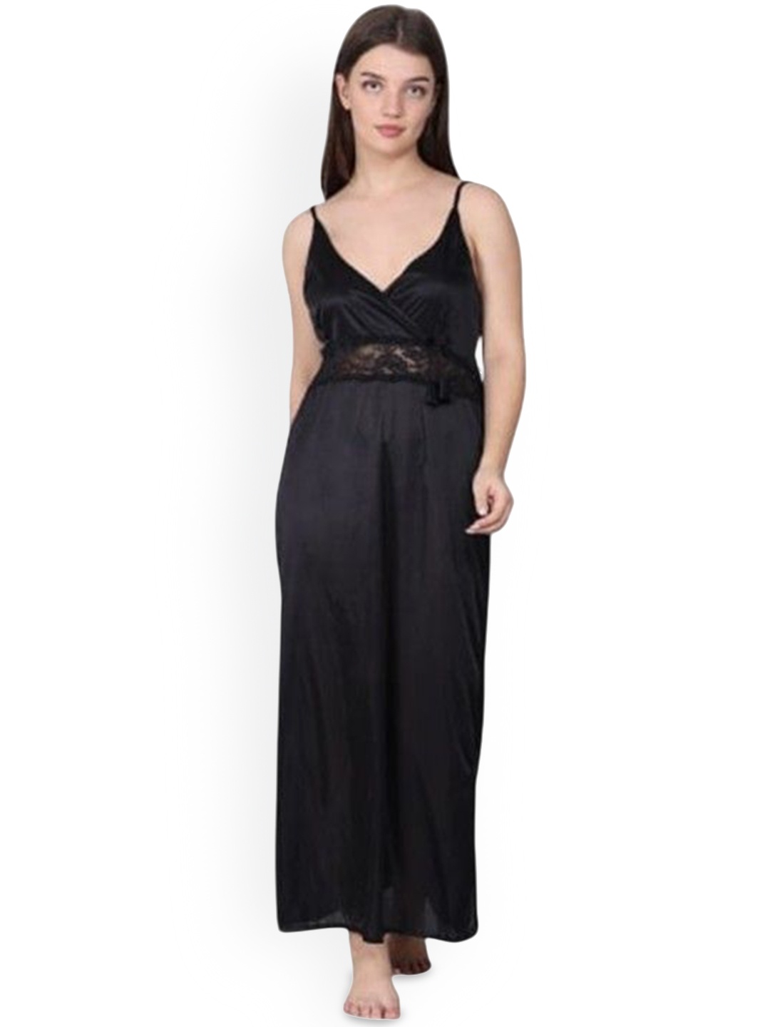 

Beera Maxi Nightdress With Robe, Black