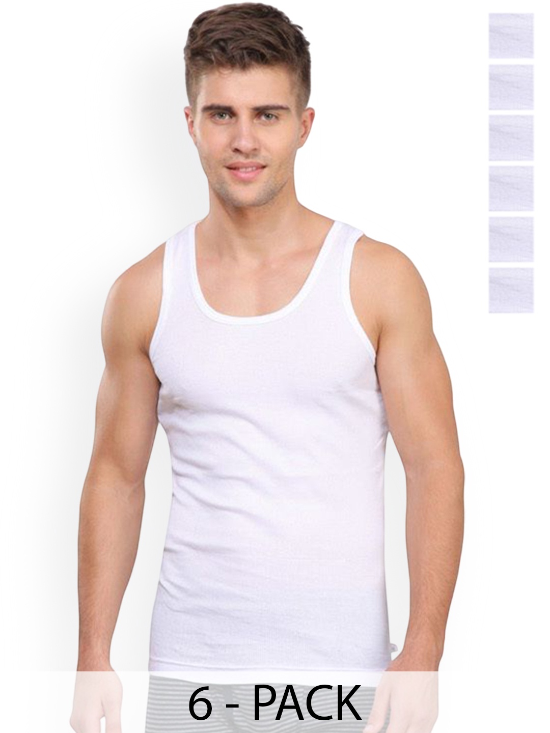 

Rupa Set Of 8 Cotton Undershirt Vests Frontline-Rib-White-RN-6-85