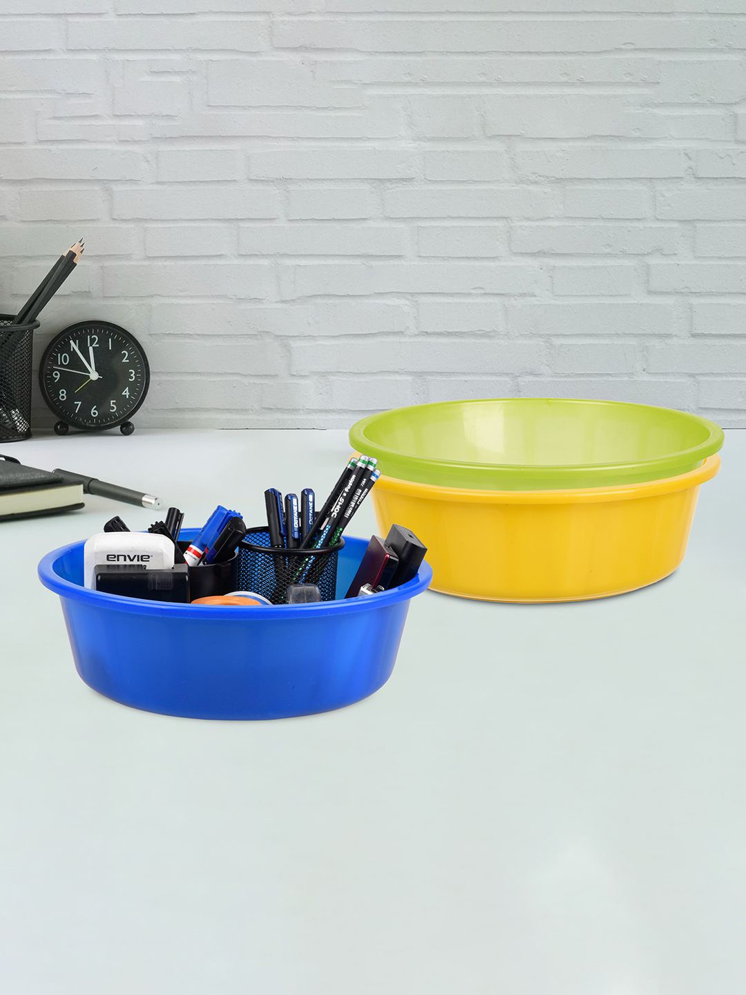 

Kuber Industries Yellow & Green 3 Pieces Regular Durable Multi-Utility Organisers