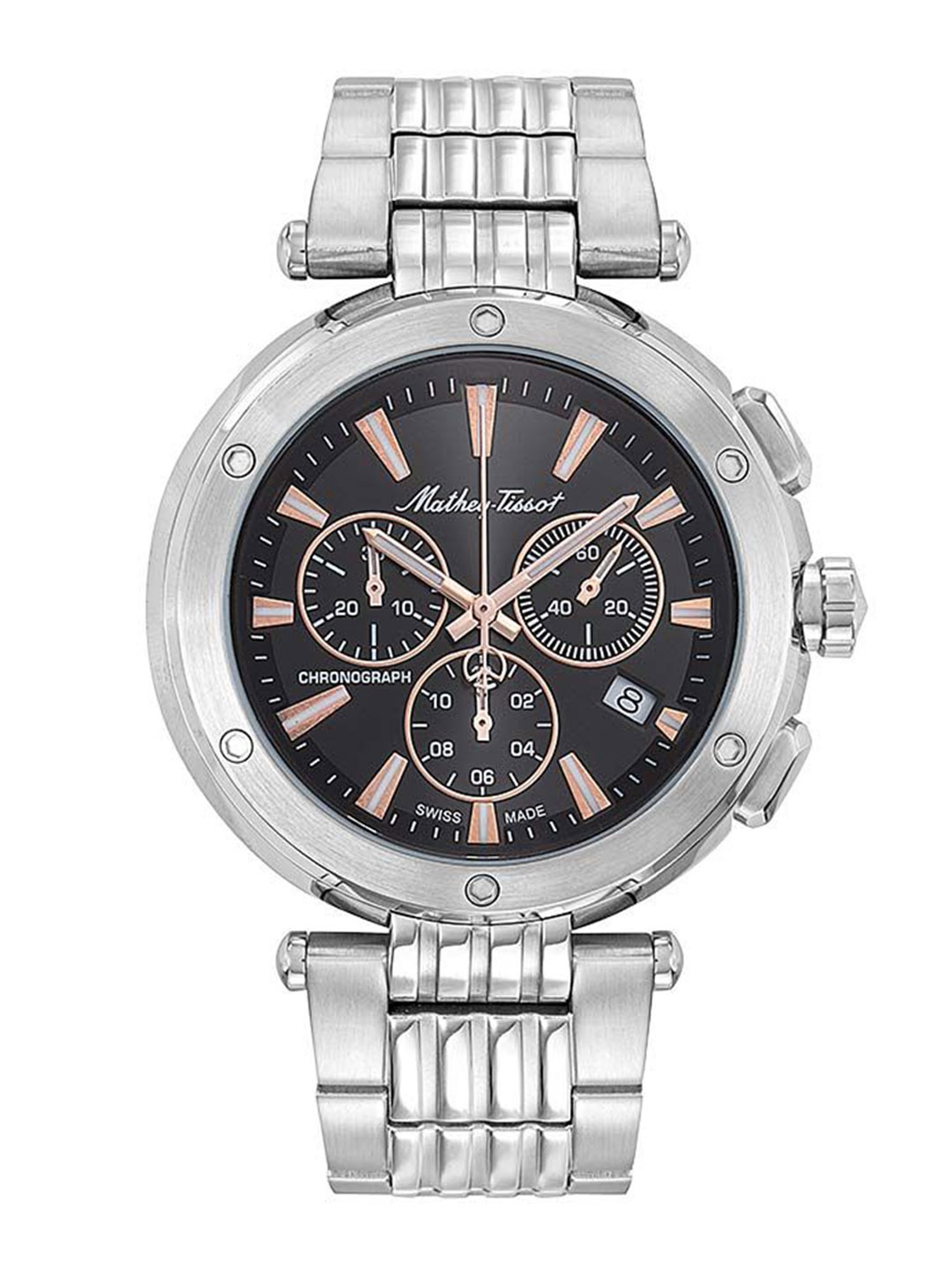 

Mathey-Tissot Men Dial & Stainless Steel Bracelet Style Straps Analogue Chronograph Watch H912CHRRN, Silver