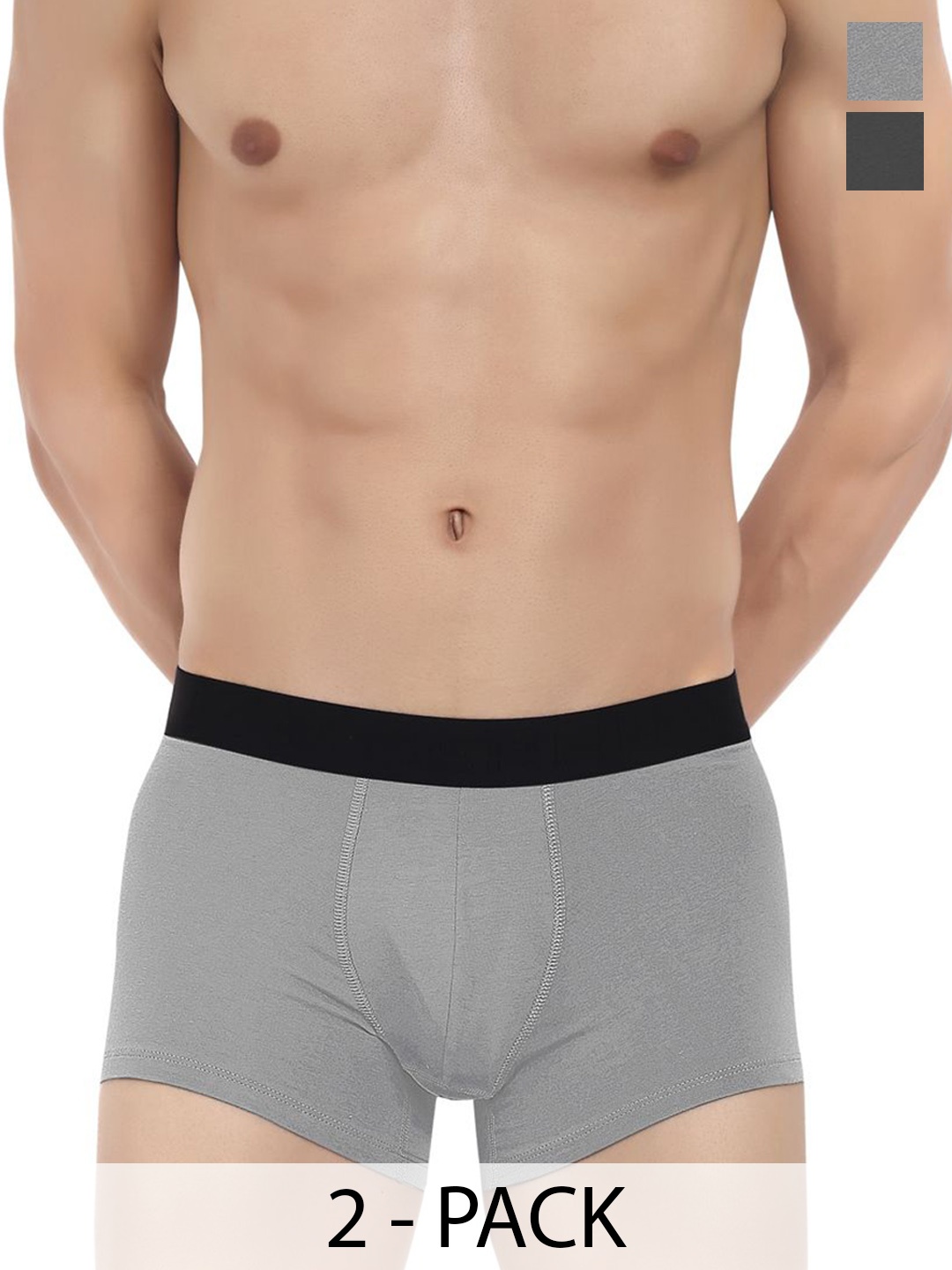 

LOGGERHEAD Pack Of 2 Cotton Long Trunks LHFT004-Grey-Anthra