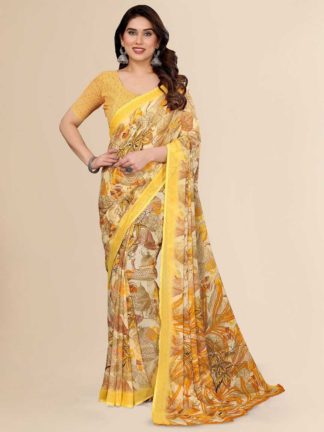 

Moda Rapido Floral Poly Georgette Saree, Yellow