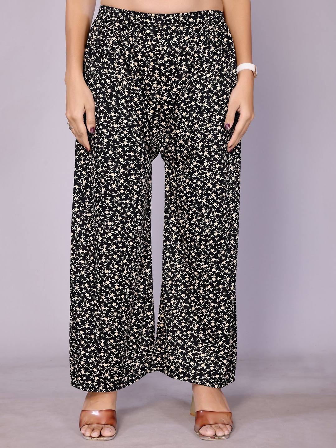 

vj fashion Women Printed Palazzos, Black