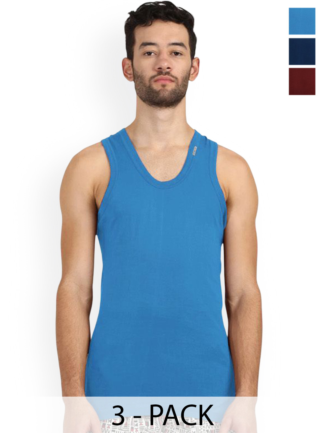 

Rupa Pack Of 3 Cotton Undershirt Innerwear Vests VANumber: Frontline-Color-Asst-RN-3-75, Blue