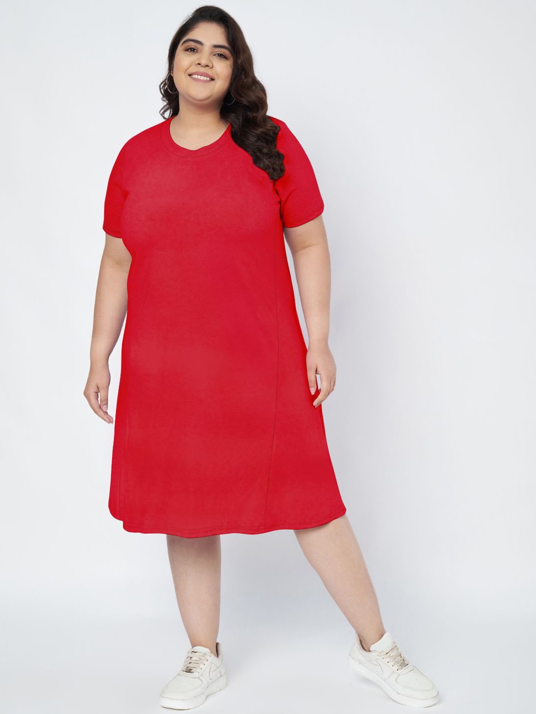 

BRINNS Women Plus Size T-shirt Dress, Red