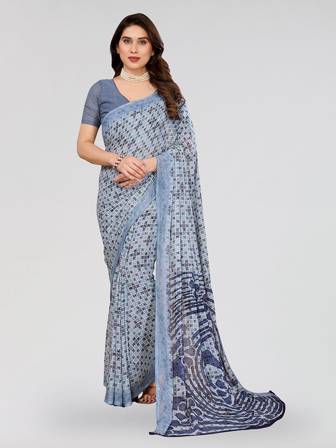 

Moda Rapido Poly Georgette Saree, Grey