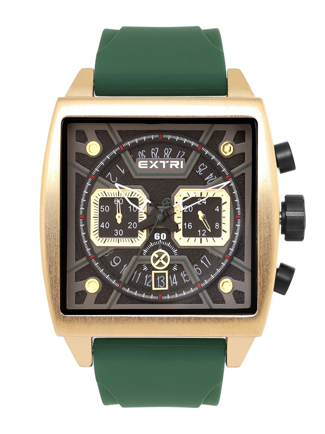 

EXTRI Men Dial & Textured Straps Reset Time Analogue Watch X6076-I, Black