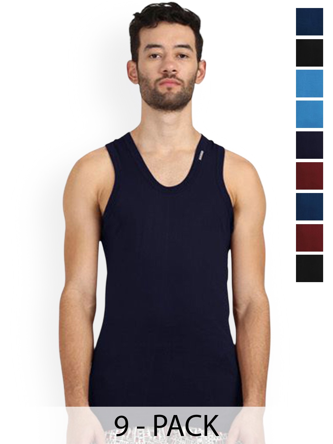 

Rupa Pack Of 9 Assorted Pure Cotton Undershirt Vests Frontline-Color-Asst-RN-9-95