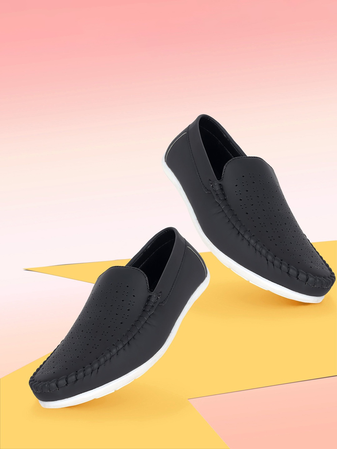 

BAESD Boys Perforations Round Toe Loafers, Black