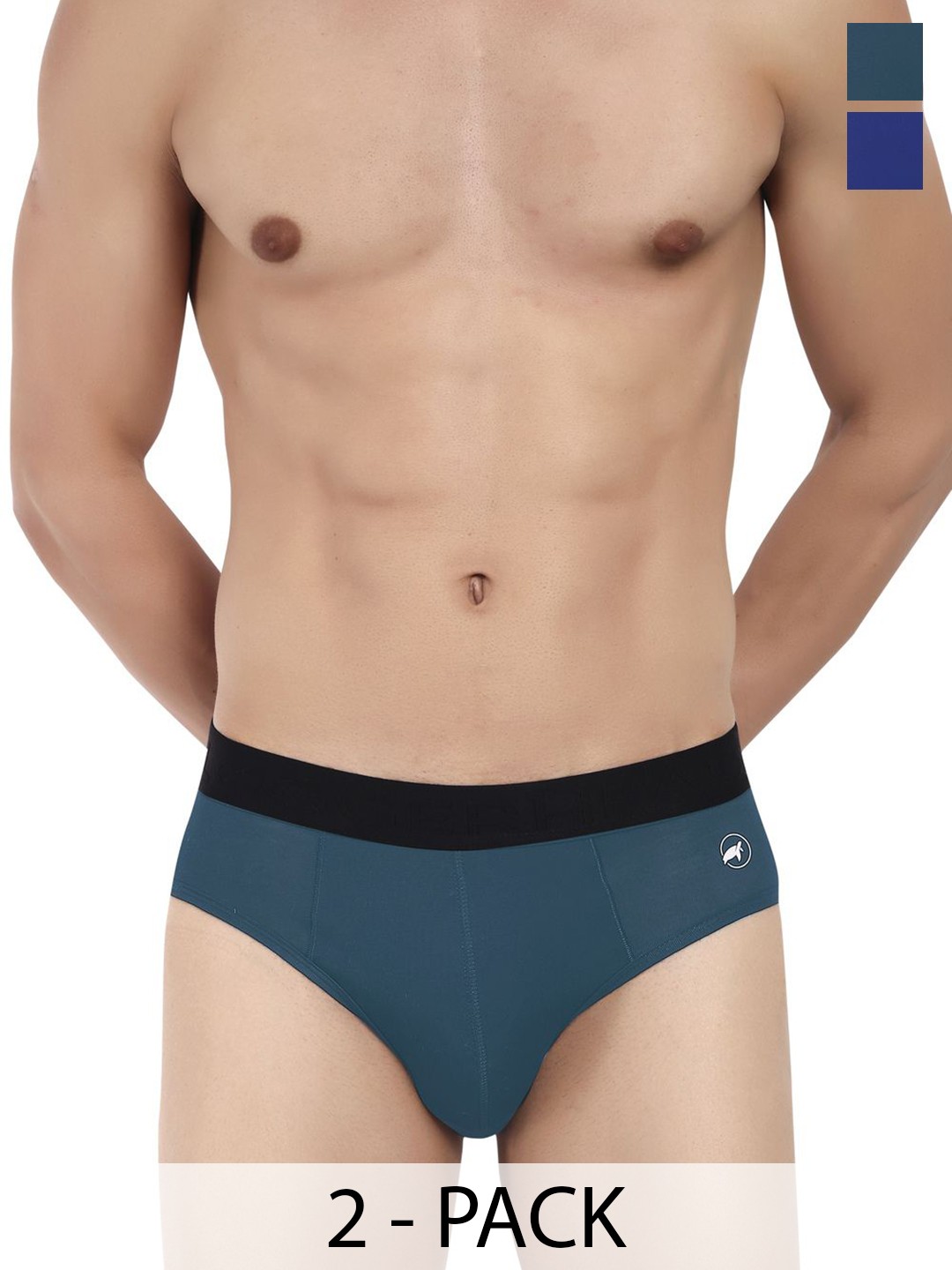 

LOGGERHEAD Pack Of 2 Cotton Mid-Rise Basic Briefs LHMB002-E.Blue-RoyalBlue