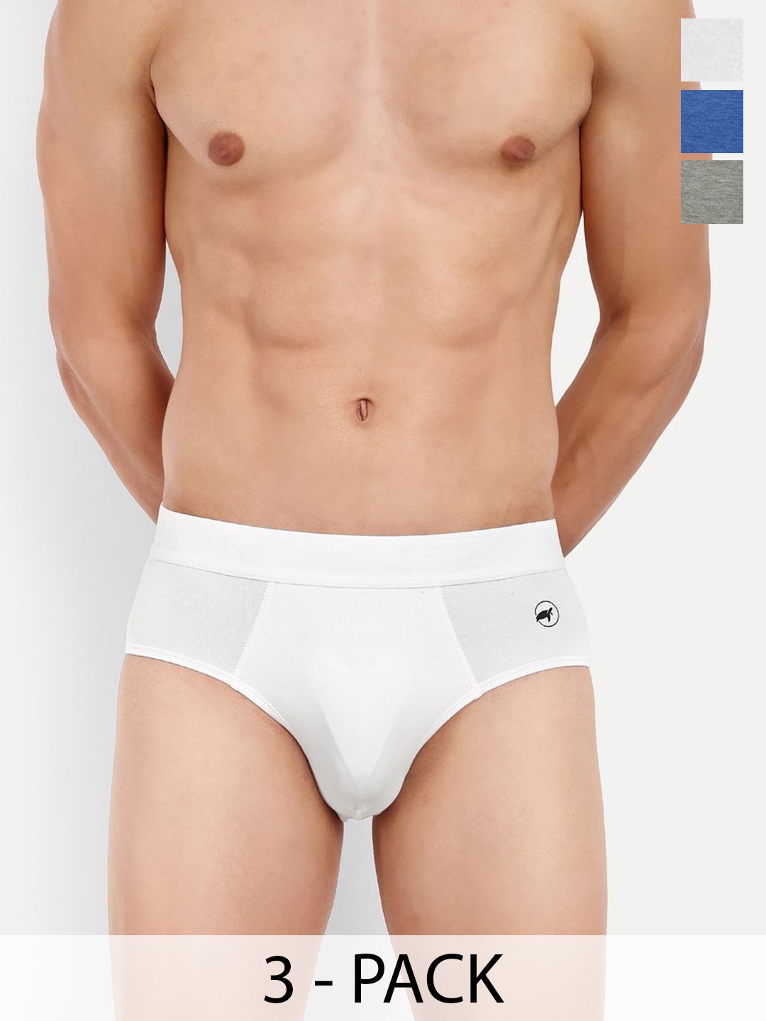 

LOGGERHEAD Pack Of 3 Cotton Mid-Rise Basic Briefs LHFB004-DarkGrey-Blue-White