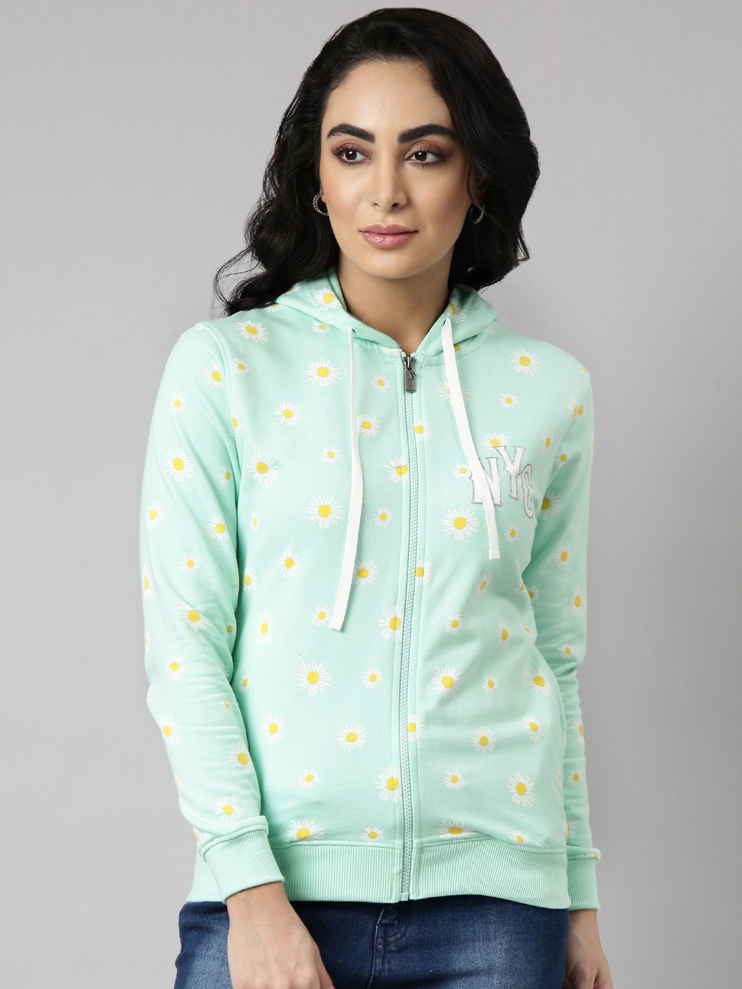 

DIXCY SCOTT Slimz Women Printed Hooded Sweatshirt, Green