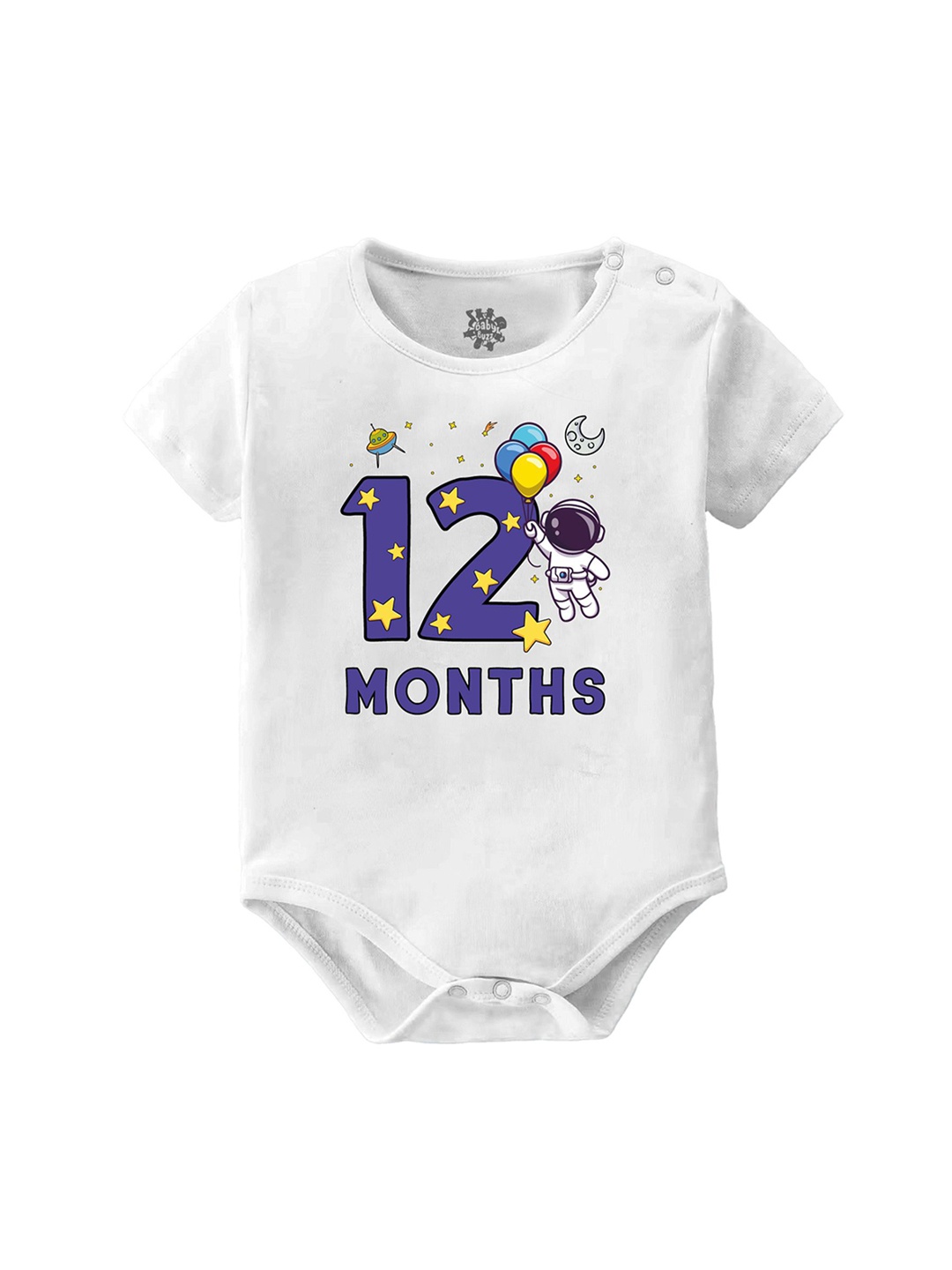 

Baby Buzz Infants Printed Pure Cotton Bodysuit, White
