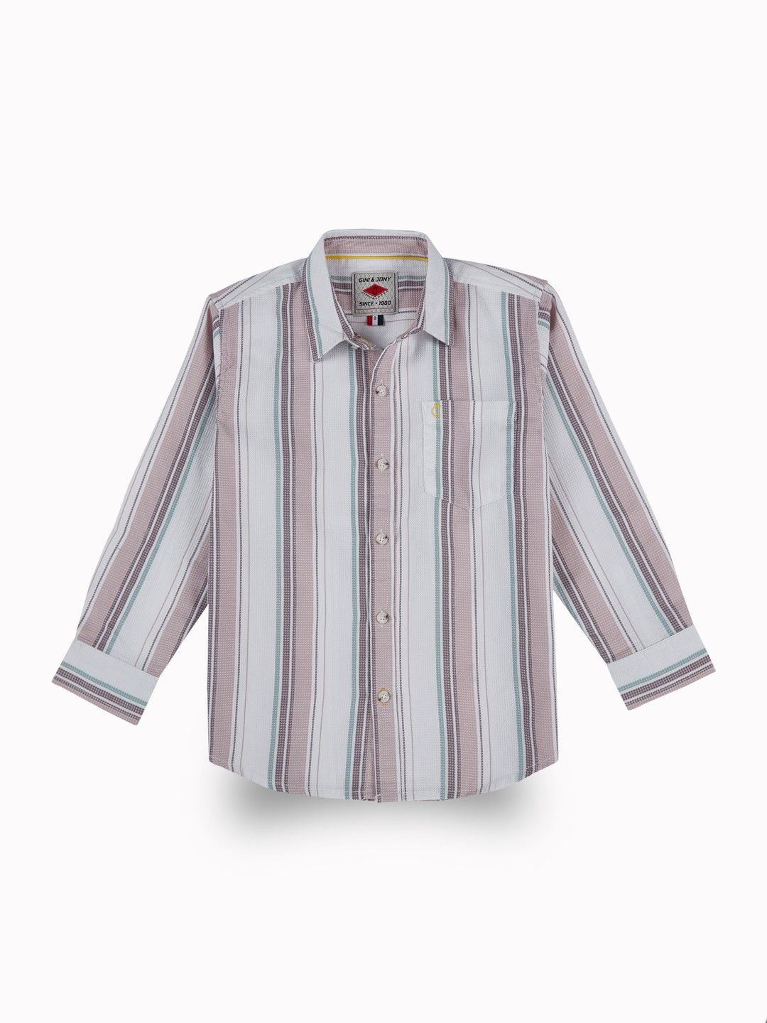 

Gini and Jony Boys Comfort Opaque Striped Casual Shirt, White